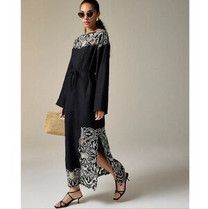 J. Crew Linen Cutwork Tunic Dress - black, cream
